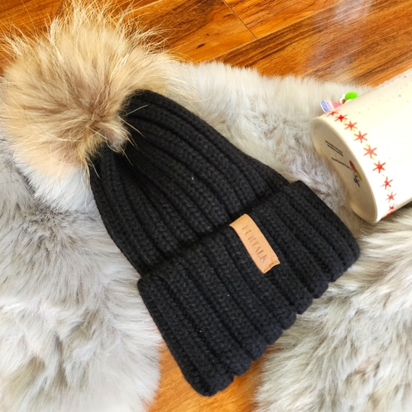 FURTALK Black Knit Pom Cap - (NWOT) - Picture 2 of 5